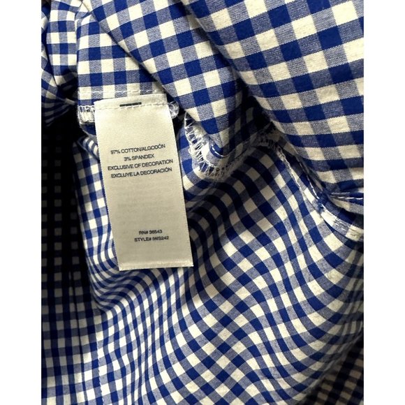 IZOD Women’s Size Large M Top Blouse Shirt Button Down Long Sleeve Stretch Blue - Picture 6 of 9